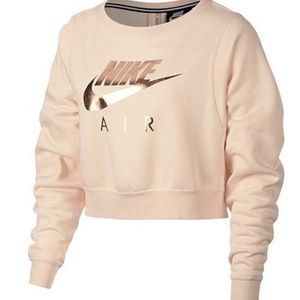 NIKE Air Pink Rose Gold Cropped Sweatshirt